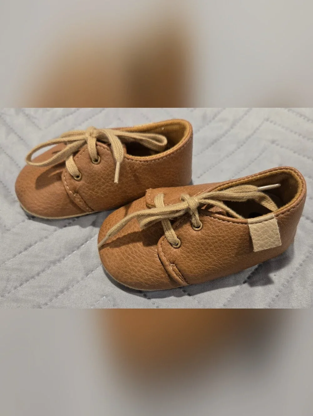 Baby Walker Soft-Tan Leather Lace-Up Shoes